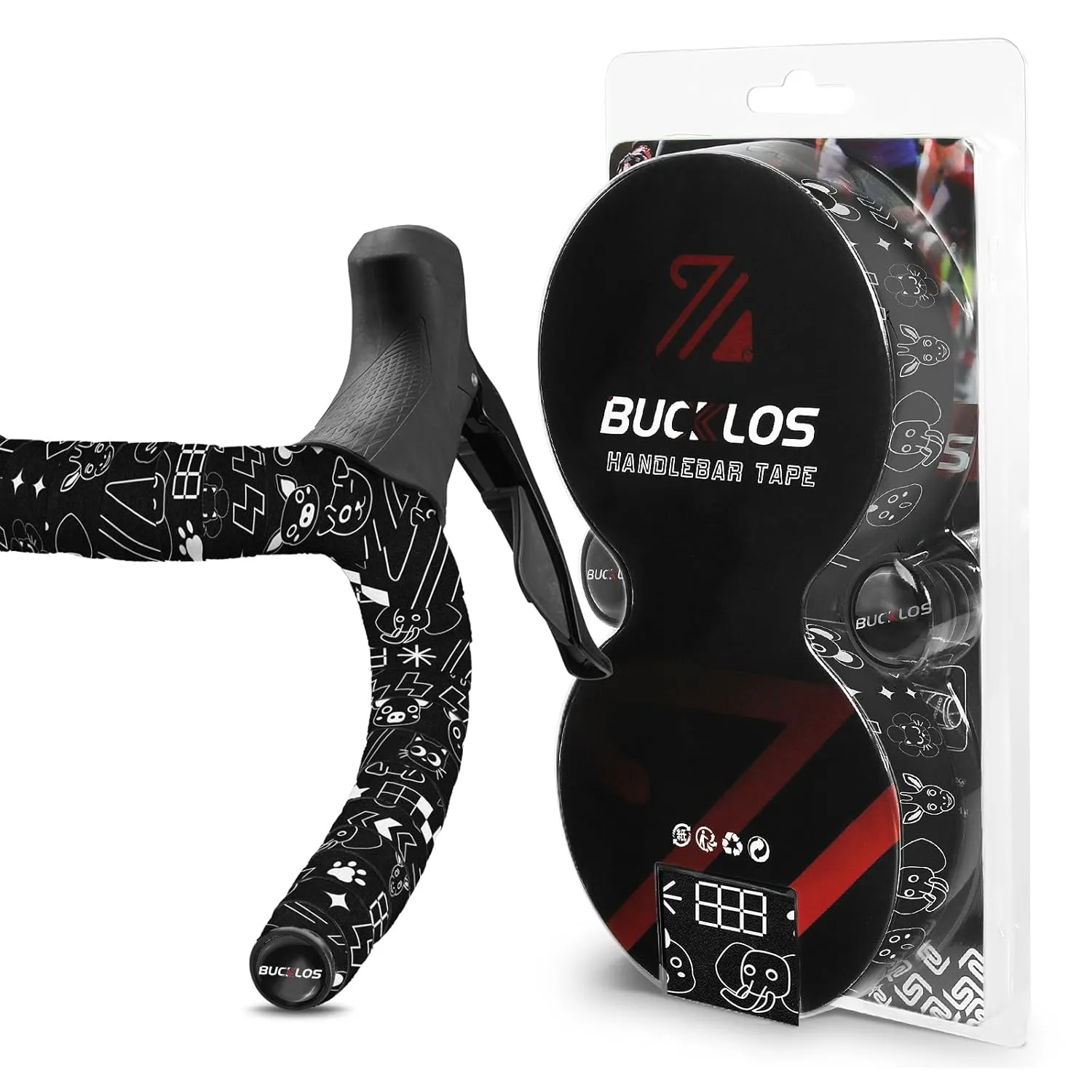 BUCKLOS Bike Handlebar Tape for Road Bike Comfortable Bicycle Handlebar Tape EVA Bike Bar Tape Grip 2 Rolls Bicycle Drop Bar Wraps Black