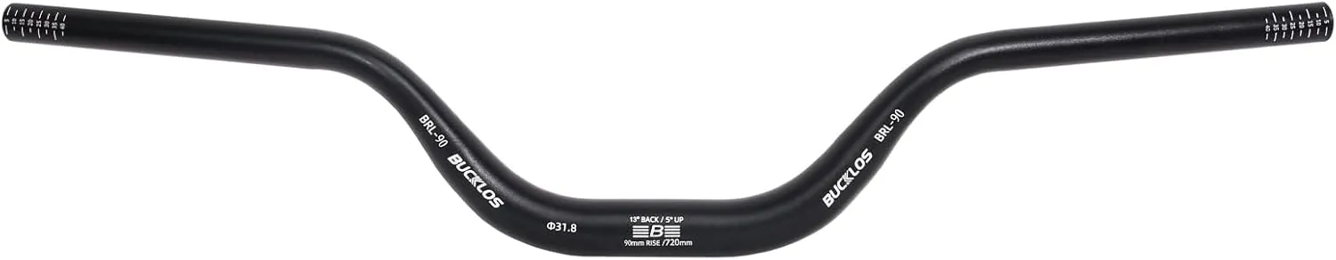 BUCKLOS Mountain Bike MTB Handlebars 25.4/31.8mm - 20/30/50/90/100/120/160mm Rise MTB Aluminum Alloy Handlebar - 720/780mm Extra Long Bicycle Riser HandleBars for E-Bike Folding Bike Downhill Racing.