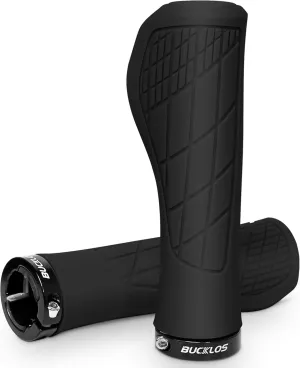 BUCKLOS Single Lock-on Bike Handlebar Grips - Mountain Bike MTB Ergonomic Anti-Slip Handle Grip - Bicycle Comfort Locking Handle Bar for BMX/Cruiser Bike/Scooter (7/8" Black)