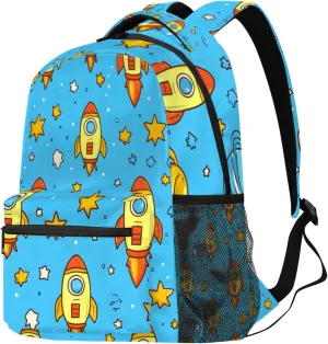 Budxapjw Cartoon Rocket Travel Laptop Backpack for Women Men Cartoon Stars Waterproof Bag with Adjustable Padded Shoulder Straps for Business Work Travel Hiking Camping