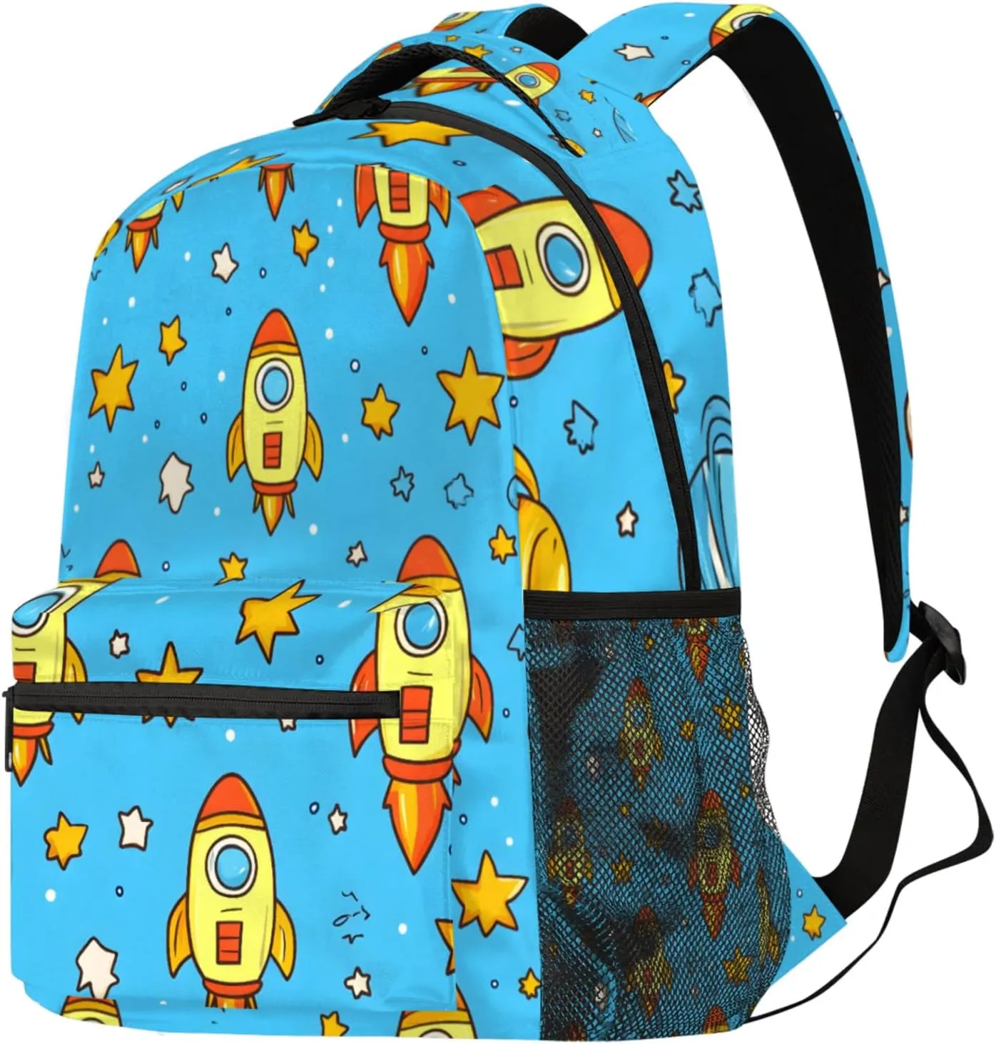 Budxapjw Cartoon Rocket Travel Laptop Backpack for Women Men Cartoon Stars Waterproof Bag with Adjustable Padded Shoulder Straps for Business Work Travel Hiking Camping