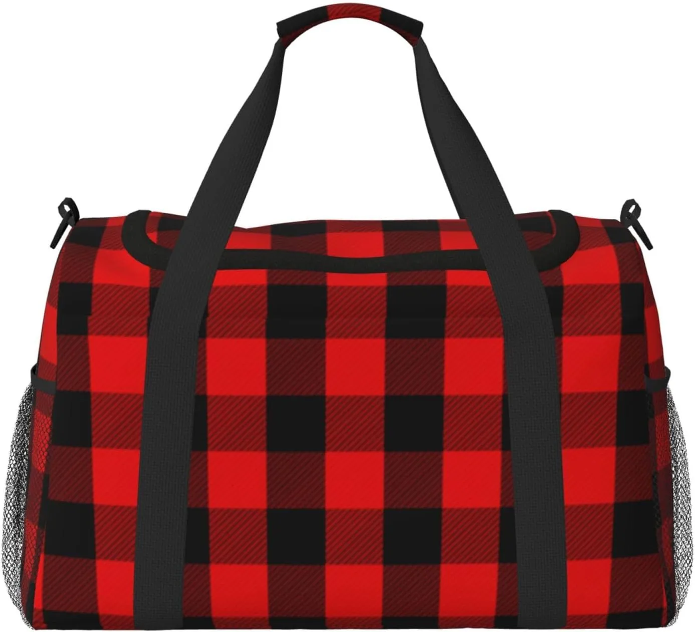 Buffalo Red Plaid Grande Travel Duffel Bag Large Foldable Waterproof Overnight Bag For Beach Swim Bags Pool Sports Gym