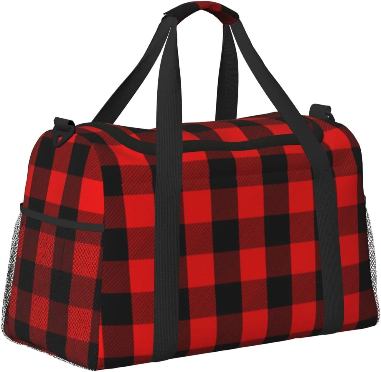 Buffalo Red Plaid Grande Travel Duffel Bag Large Foldable Waterproof Overnight Bag For Beach Swim Bags Pool Sports Gym