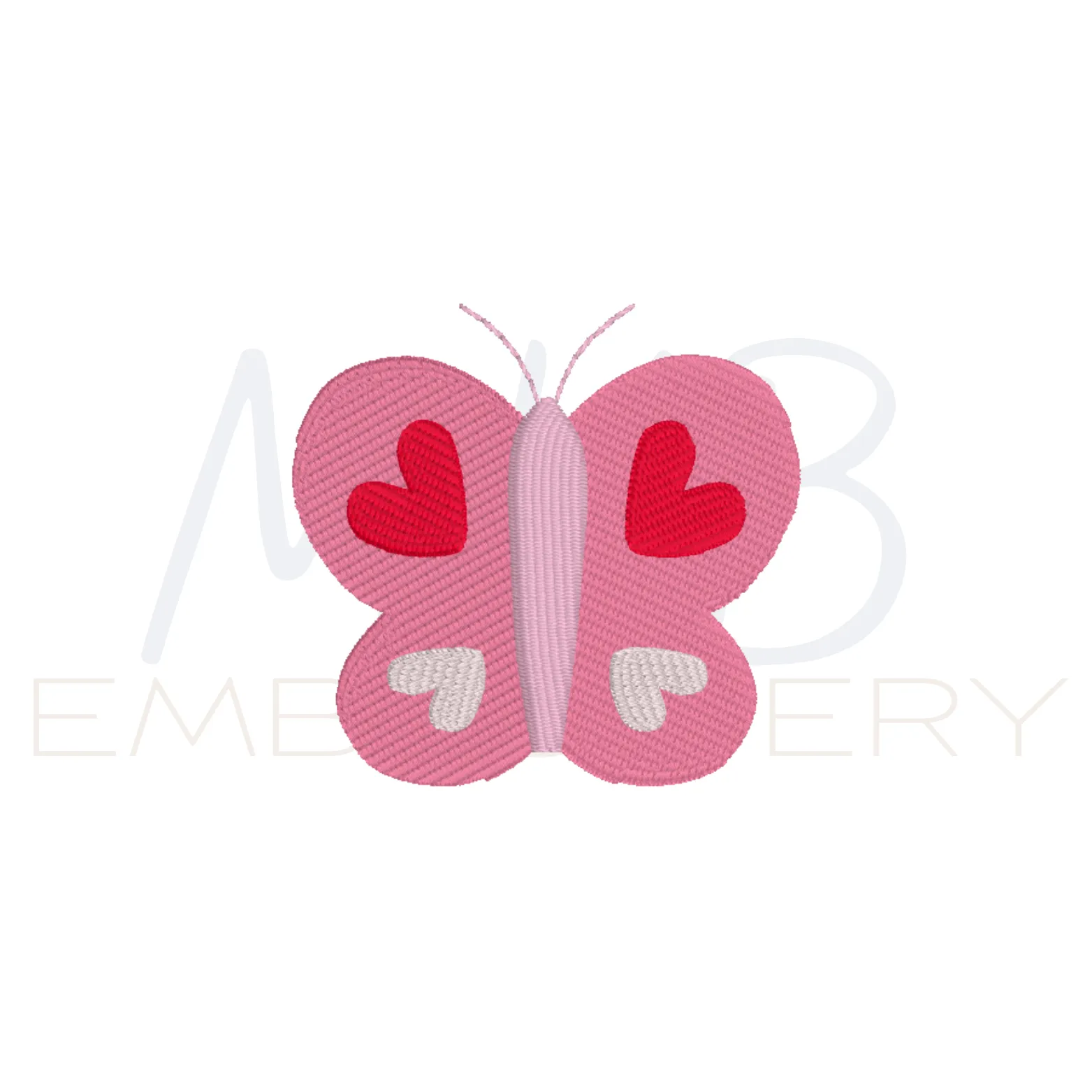 Butterfly with Hearts Fill Stitch Embroidery Design, Mini