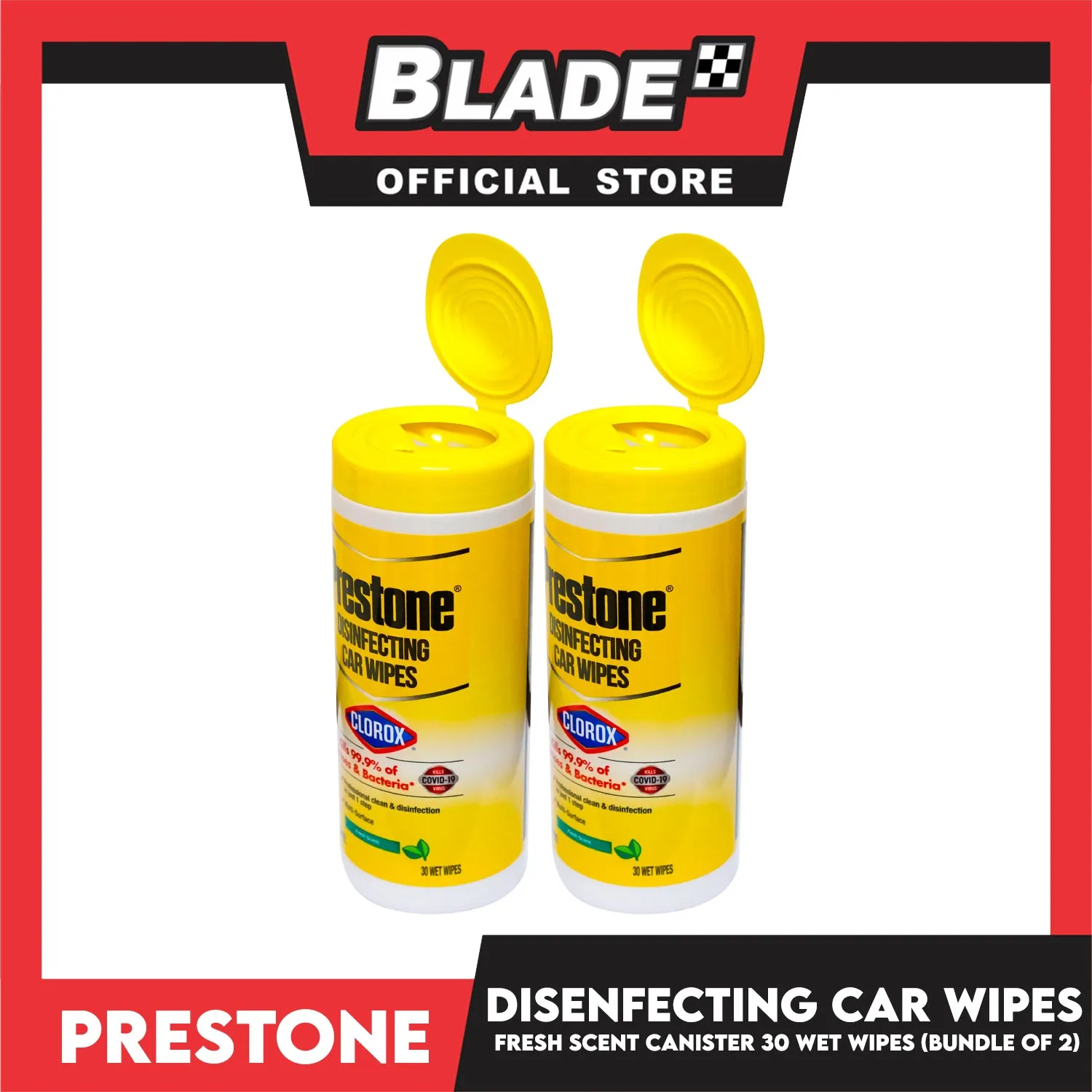 Buy 1 Get 1 Free! Prestone Disinfecting Car Wipes Canister 30pcs (Fresh Scent)