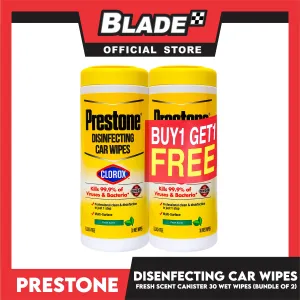 Buy 1 Get 1 Free! Prestone Disinfecting Car Wipes Canister 30pcs (Fresh Scent)