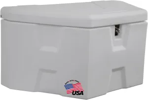 Buyers Products 1701679 White Poly Trailer Tongue Box, 18 x 19 x 36 Inch, Made in the USA, Trailer Tongue Tool Box For Storage And Organization, Trailer Storage Box