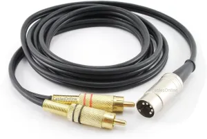 CablesOnline 6ft 5-Pin Din Male to 2-RCA Male Professional Audio Cable for Bang & Olufsen, Naim, Quad...Stereo Systems, Black (BO-206K)