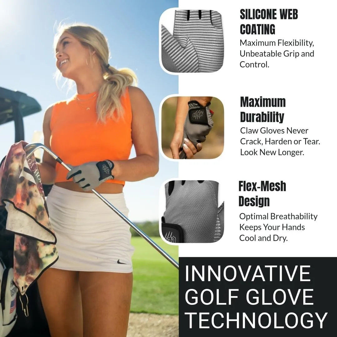 CaddyDaddy Claw Golf Gloves for Women | Flex-Mesh Design for Cool Ventilation | Lasts 3-5 Times Longer Than Leather | Silicone-Web Coating for Maximum Grip | 100% Machine-Washable