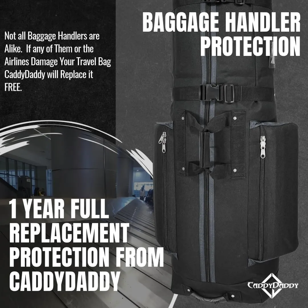 CaddyDaddy Constrictor Soft-Sided Golf Travel Bag Cover with Padded Top, Wheels & Lockable Oversized Zippers | Case for Transporting Clubs on Airlines | 1 Year Travel Case Replacement Coverage