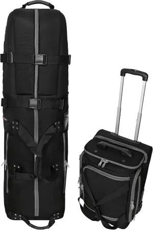CaddyDaddy First Class Travel Set | 1000D Ballistic Nylon Golf Travel Bag and Wheeled Carry-On Luggage with Telescopic Handle and Adjustable Straps for Caravan Transport-2 Year Replacement Coverage.