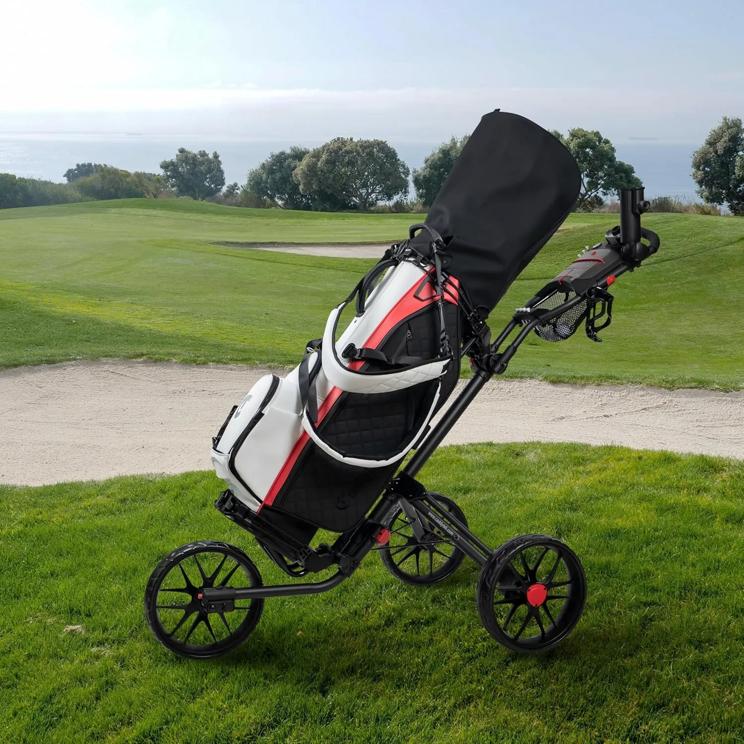 CaddyTek Caddylite 15.3 V2 Golf Push Cart, Deluxe Quad-Fold, Lightweight, 3 Colors