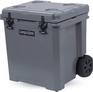 CAMP-ZERO 50L- 52 Quart Hard Cooler with Easy-Roll Oversized Wheels, Extendable Aluminum Pull Handle, Perfect Insulated Ice Chest for Beverages, Beach, Camping, Family Picnics, Fishing and Boating
