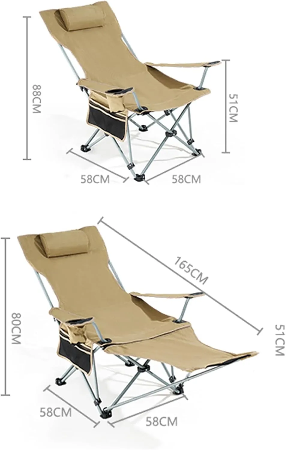 Camping Chair with Comfortable Headrest,Oversized Camping Outdoor Chair,Carry Bag Included,Folding Chairs with Lumbar Support,Mesh Cup Holder, for Outdoor White