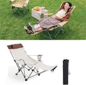 Camping Chair with Comfortable Headrest,Oversized Camping Outdoor Chair,Carry Bag Included,Folding Chairs with Lumbar Support,Mesh Cup Holder, for Outdoor White