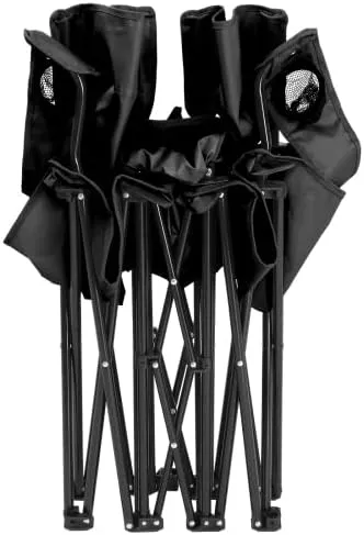 Camping Chairs, Folding Double Chair with Removable Umbrella, Cup Holders, Cooler Bag, Side Pocket & Carry Bag, for Beach, Outdoor, Sports, Concerts, Travel, Picnic