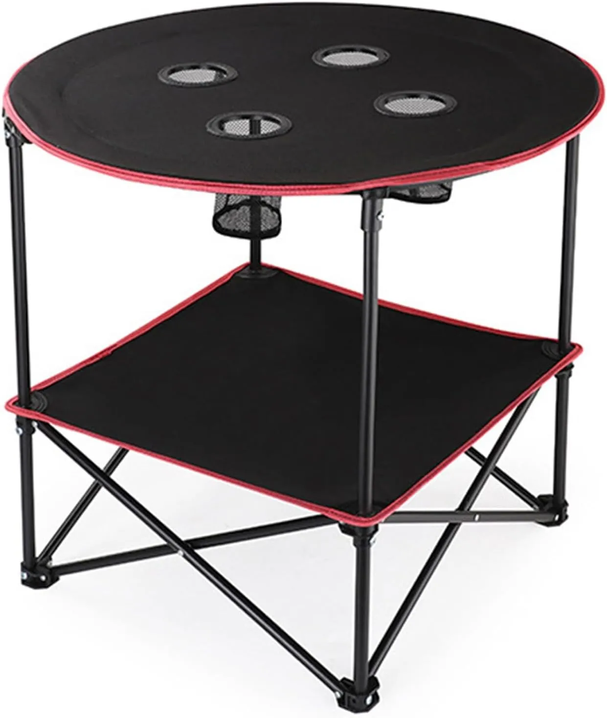Camping Table Travel Folding Table, Lightweight Portable Outdoor Picnic Table with Cup Holders & Carrying Bag, Fold Up Side Table for Beach, Picnic, Travel, Hiking, Fishing, Black, 981256