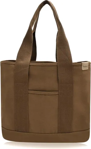 Canvas Tote Bag Casual Multi pockets Handbags Large Capacity Shopping Shoulder Bag with Pocket Bags Work Purses