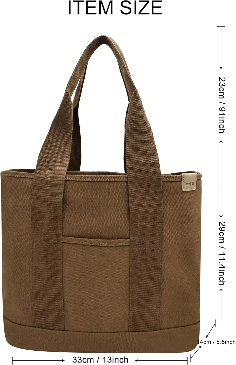 Canvas Tote Bag Casual Multi pockets Handbags Large Capacity Shopping Shoulder Bag with Pocket Bags Work Purses
