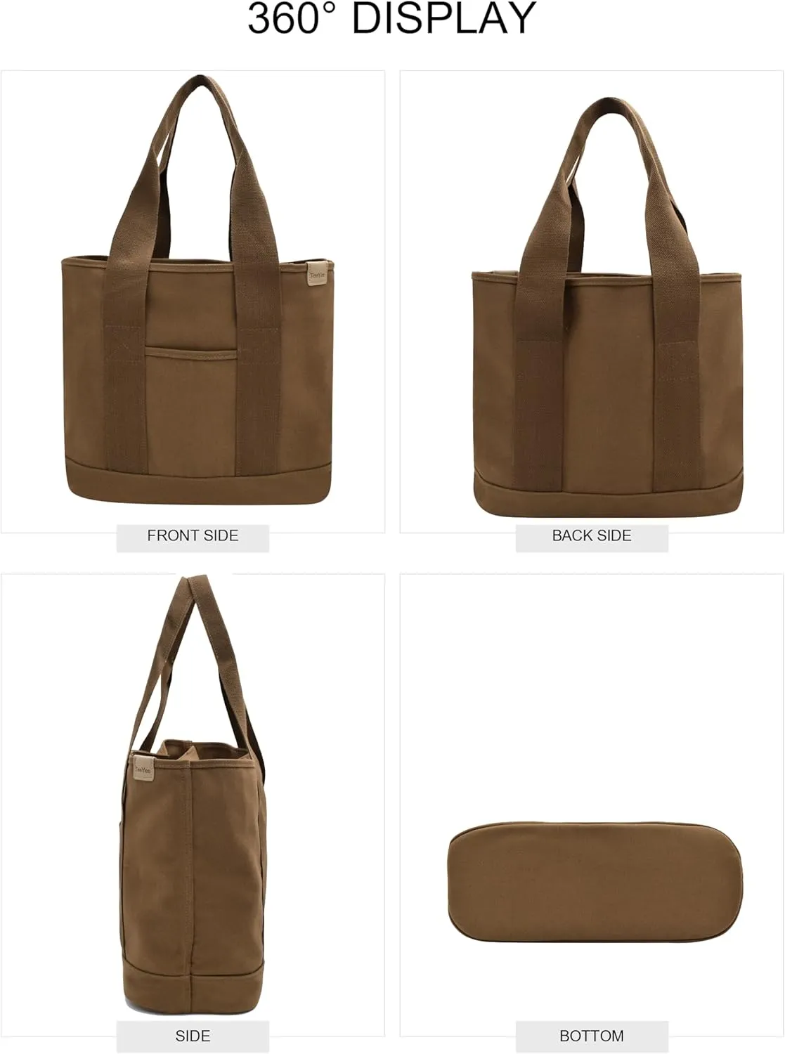 Canvas Tote Bag Casual Multi pockets Handbags Large Capacity Shopping Shoulder Bag with Pocket Bags Work Purses