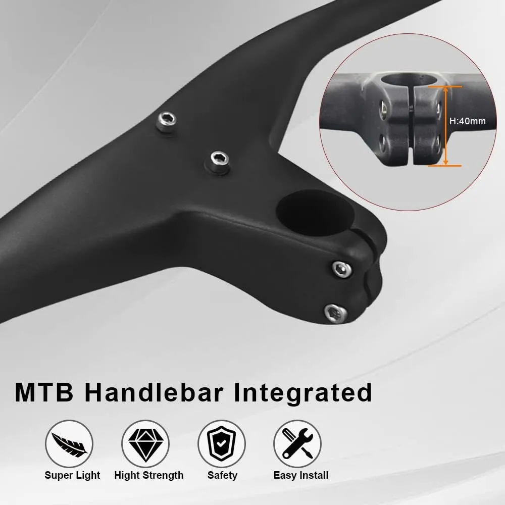 Carbon MTB Handlebar Integrated, RXL SL Carbon Fiber Riser Mountain Bike Handlebars 28.6mm Downhill Bike Bars MTB Handlebars And Riser Back Angle 5° Carbon Handlebar UD matte 760 * 70mm