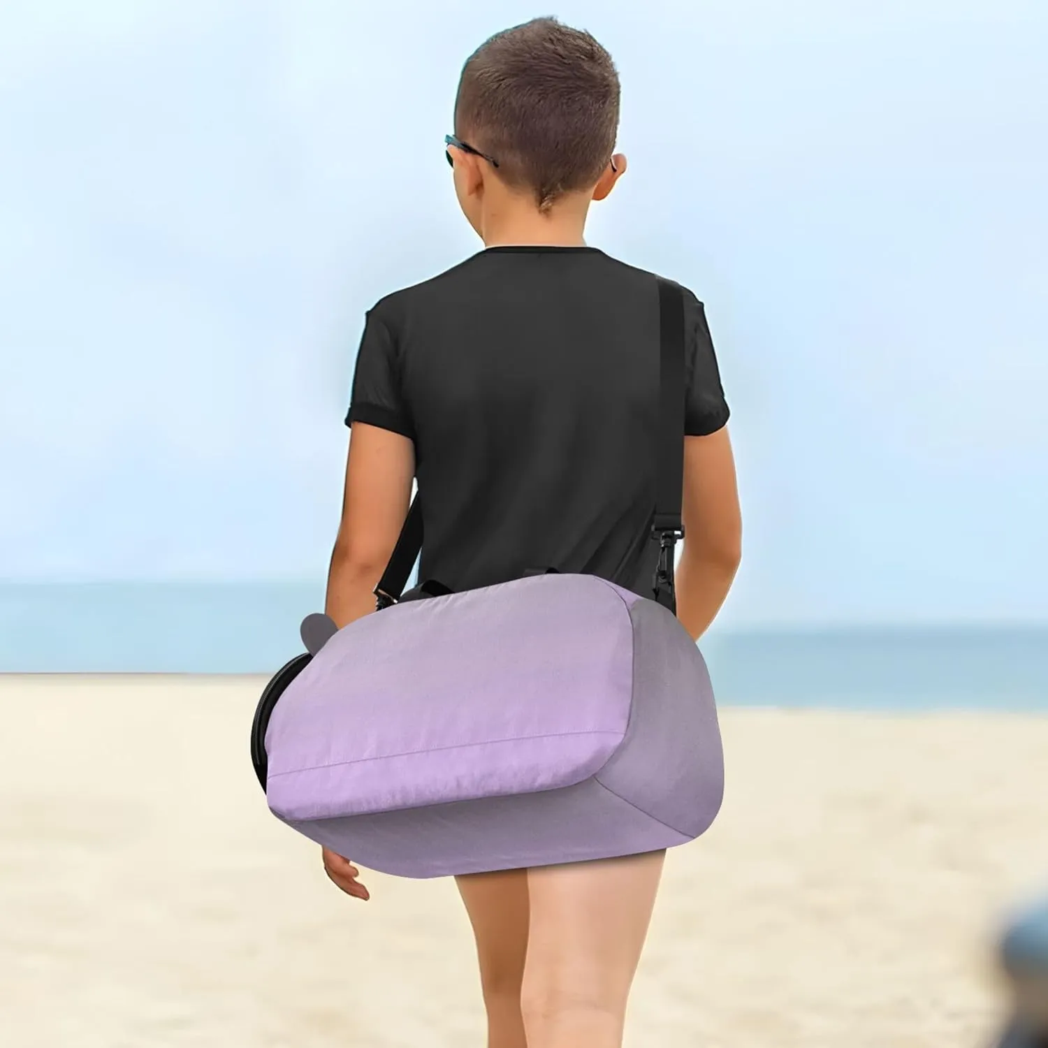 Carry on Duffel for Boys Toddler Weekender Bags Girls Tote Duffle Bags Travel Shoe Compartment Taupe Mauve Gradient Ombre