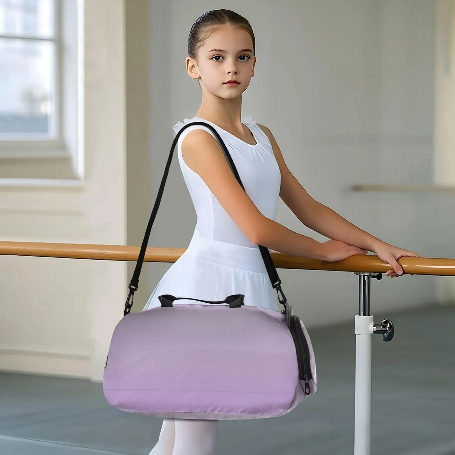 Carry on Duffel for Boys Toddler Weekender Bags Girls Tote Duffle Bags Travel Shoe Compartment Taupe Mauve Gradient Ombre
