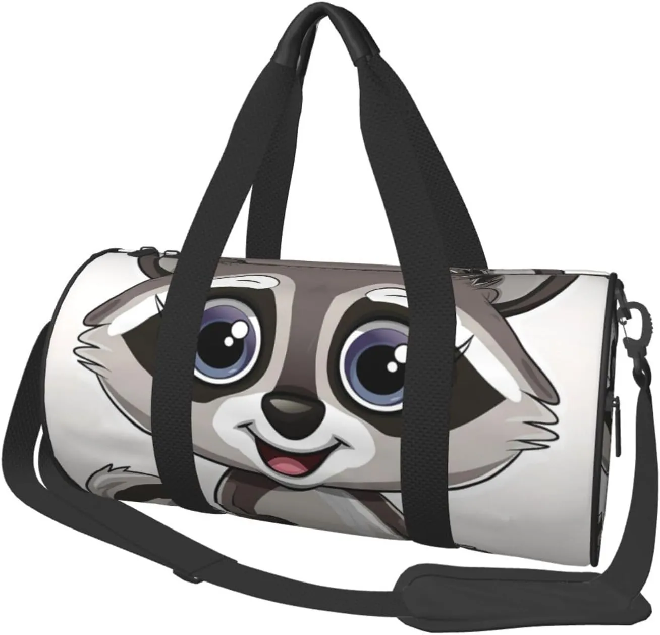 Cartoon cute raccoon art Printed Sports Gym Bag for Men Women Foldable Duffel Bag Carry On Weekender Bag for Travel Sports