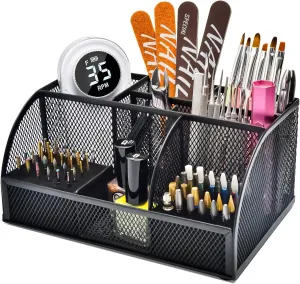 CGBE 60 Holes Nail Drill Bit Holder: Professional Drill Bit Holder for Nails, Mesh Metal Nail Tools Organizer Display Stand Case, Nail Desk Organizer for Nail Tech - Black (Not Included Nail Drill)