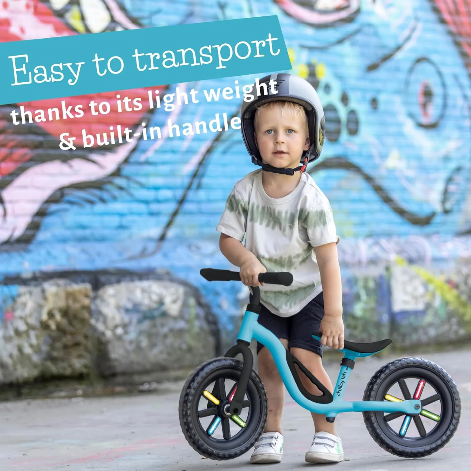 Chillafish Charlie Toddler Balance Bike, Lightweight 10-Inch Bike for Boys & Girls 2 to 4 Years Old, Adjustable Seat, Carry Handle & No-Puncture Tires