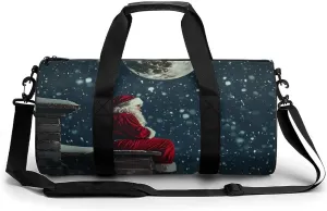 Christmas Night Moon Snowflake Unisex Gym Bag Travel Duffel Bags Overnight Sport Tote with Compartment for Weekender Vacation