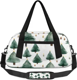 Christmas Tree Pattern Kids Duffel Bag Lightweight Waterproof Sports Gym Bag with Front Zipper Pocket Foldable Weekender Overnight Bag for School Practice Gymnastic Ballet