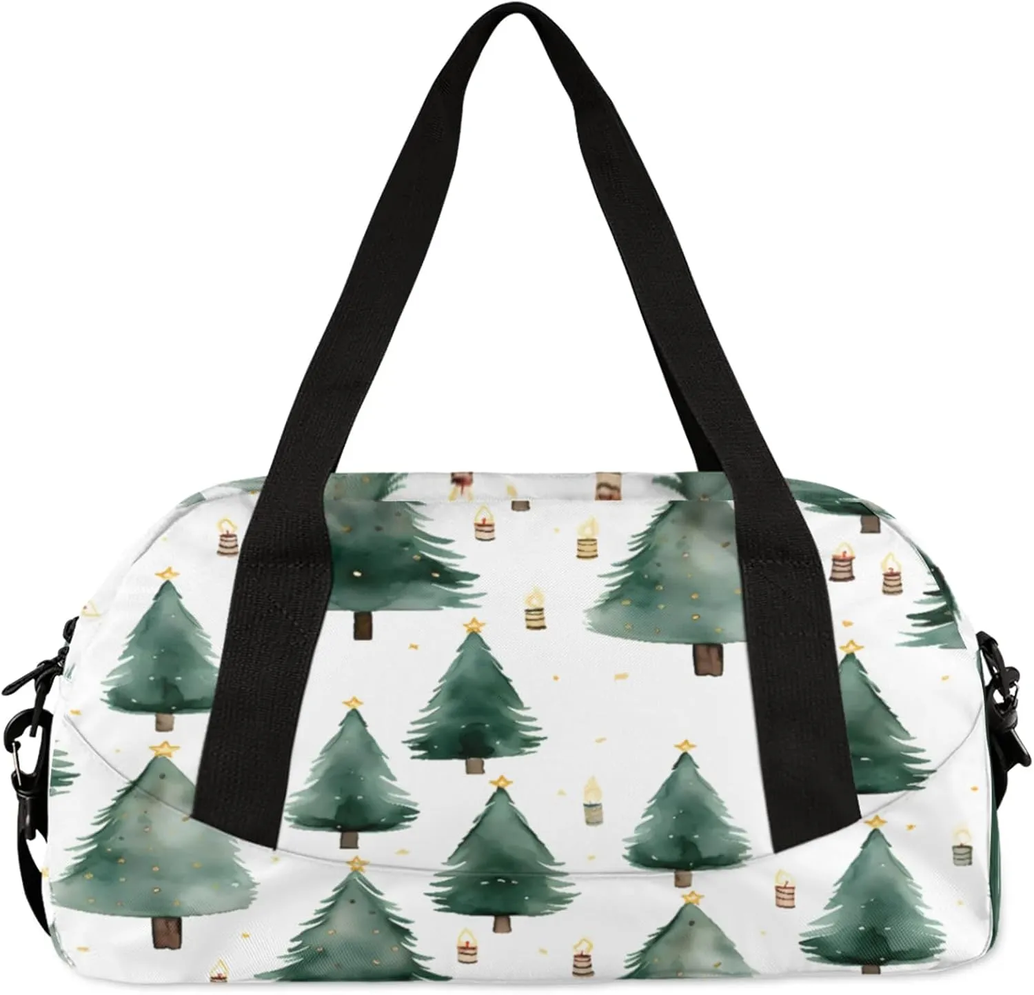 Christmas Tree Pattern Kids Duffel Bag Lightweight Waterproof Sports Gym Bag with Front Zipper Pocket Foldable Weekender Overnight Bag for School Practice Gymnastic Ballet