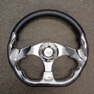 Chrome Custom Racer Golf Cart Steering Wheel with Adapter