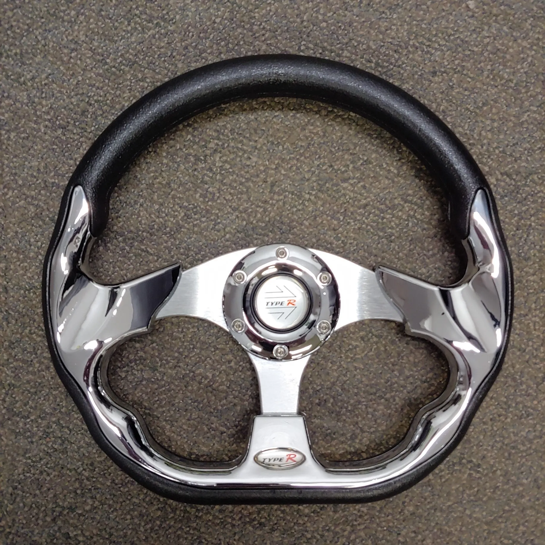 Chrome Custom Racer Golf Cart Steering Wheel with Adapter