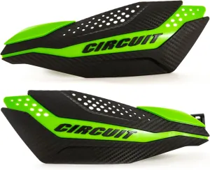 Circuit Equipment - Dakar Universal Motorcycle Handguards - Durable, Weather-Resistant Nylon Brackets - Enhanced Control and Protection - Green Carbon Texture