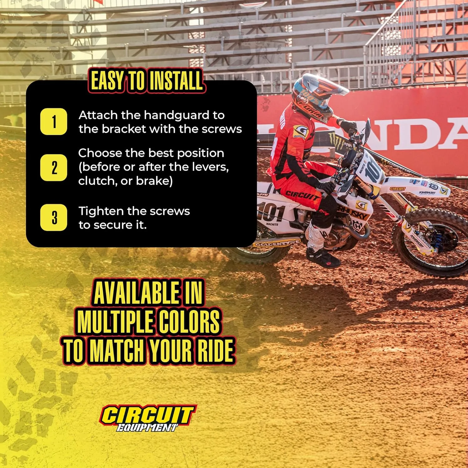 Circuit Equipment - Dakar Universal Motorcycle Handguards - Durable, Weather-Resistant Nylon Brackets - Enhanced Control and Protection - Green Carbon Texture