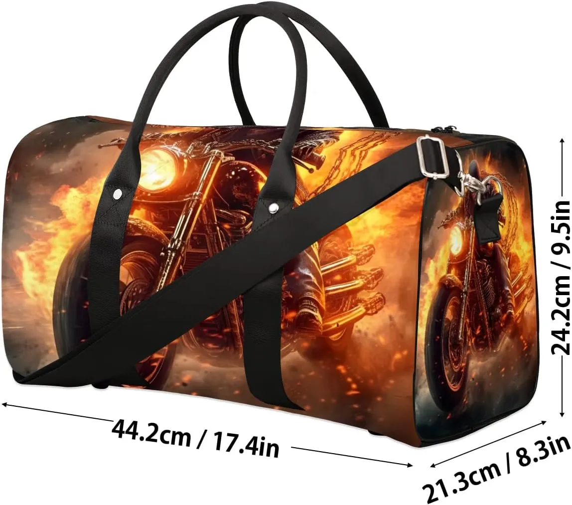 Classic Motorcycle Travel Duffel Bag for Women Men Waterproof Foldable Overnight Weekender Bag Large Capacity Sports Gym Bag