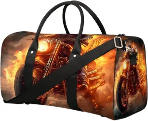 Classic Motorcycle Travel Duffel Bag for Women Men Waterproof Foldable Overnight Weekender Bag Large Capacity Sports Gym Bag