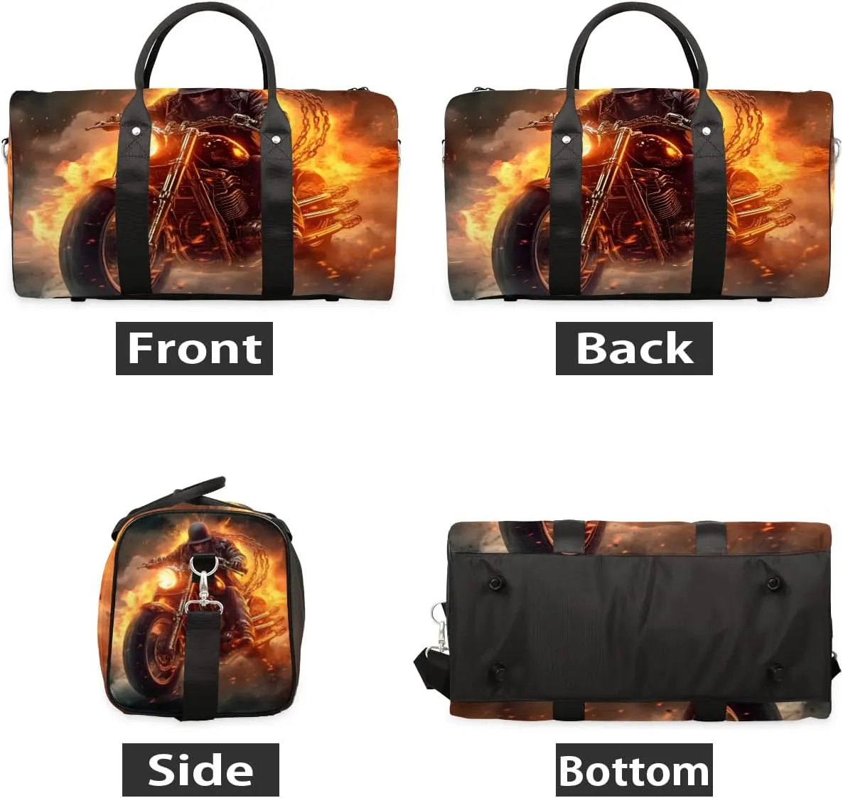 Classic Motorcycle Travel Duffel Bag for Women Men Waterproof Foldable Overnight Weekender Bag Large Capacity Sports Gym Bag