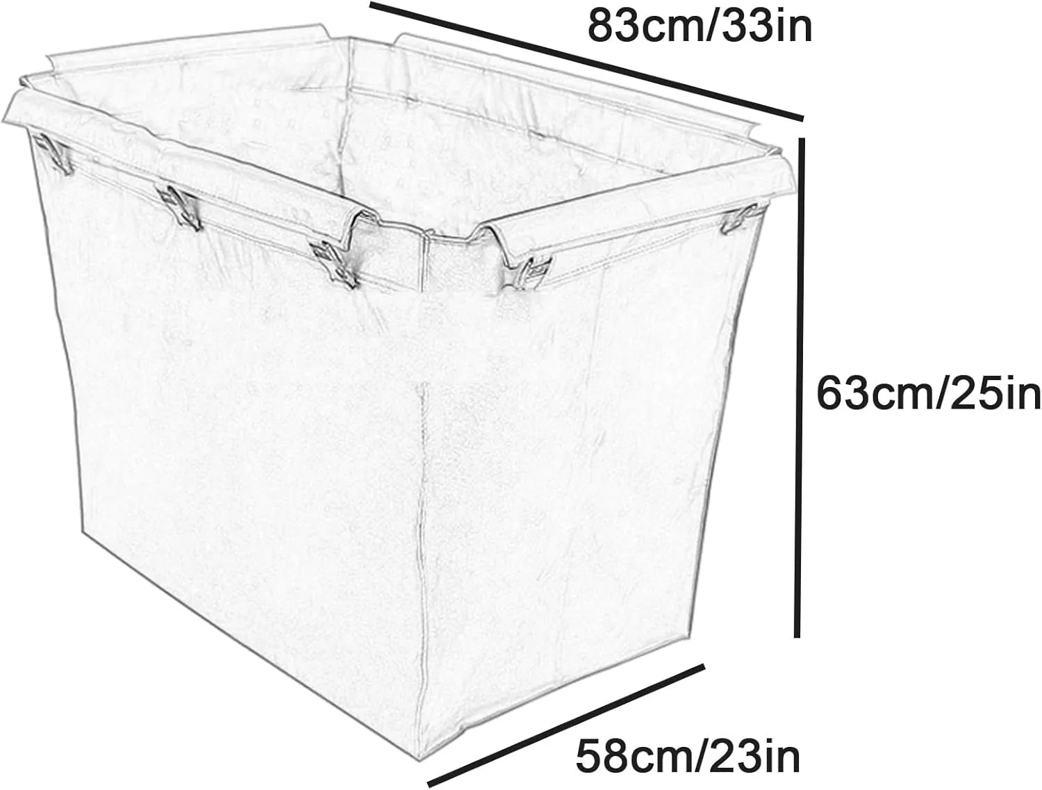 Cleaning Trolley Bag Waterproof Thickened Oxford Cloth, Rolling Laundry Cart Bag Plastic Buckle Design Easy Installation Lightweight, Large Capacity Design Strong Applicability(Brown,83x63x58cm/33x25x