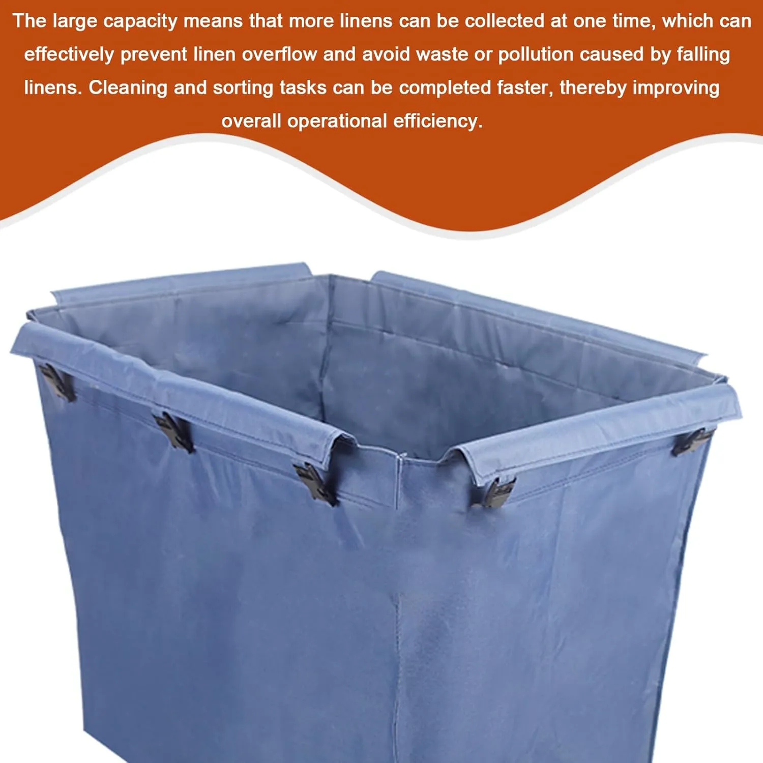 Cleaning Trolley Bag Waterproof Thickened Oxford Cloth, Rolling Laundry Cart Bag Plastic Buckle Design Easy Installation Lightweight, Large Capacity Design Strong Applicability(Brown,83x63x58cm/33x25x