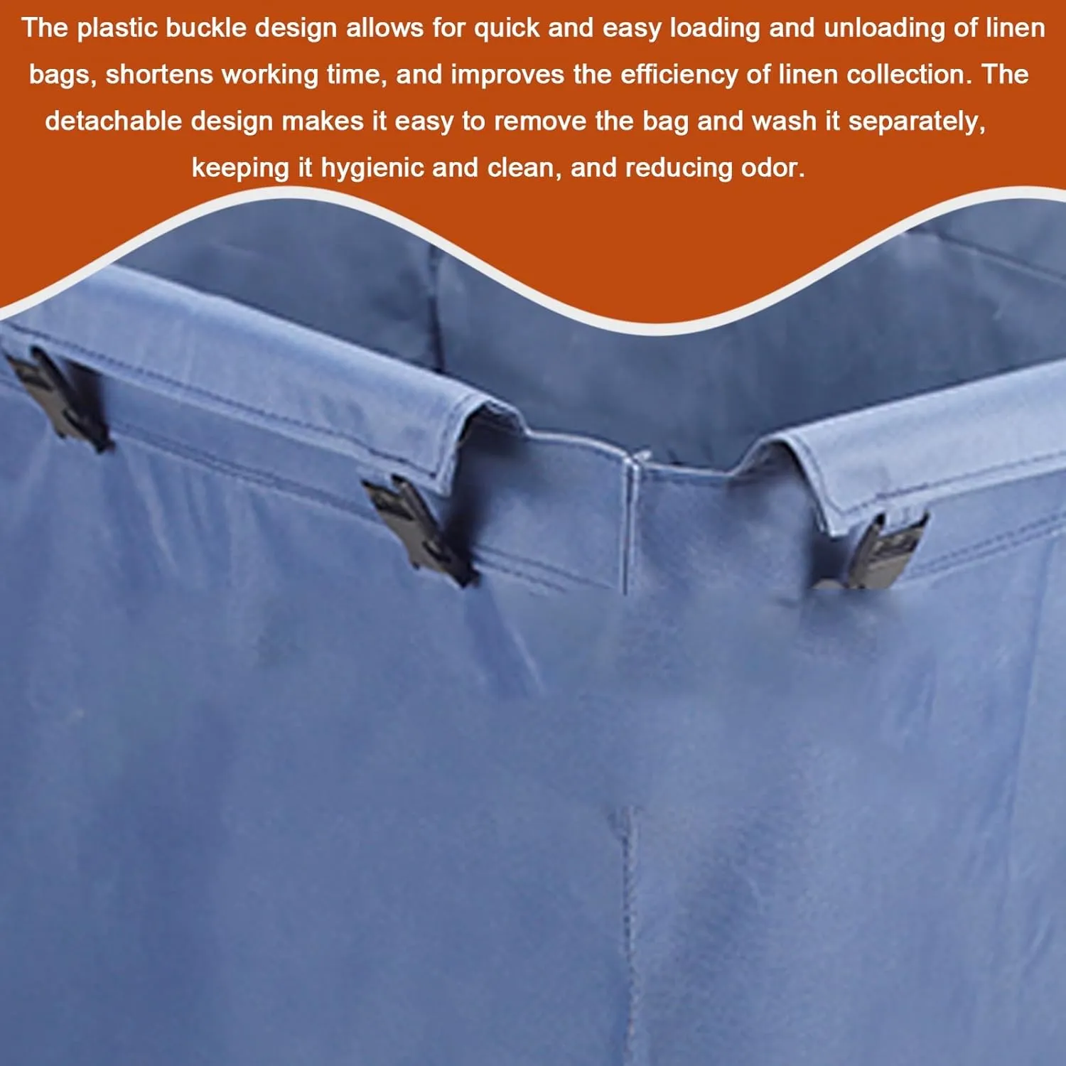 Cleaning Trolley Bag Waterproof Thickened Oxford Cloth, Rolling Laundry Cart Bag Plastic Buckle Design Easy Installation Lightweight, Large Capacity Design Strong Applicability(Brown,83x63x58cm/33x25x