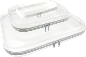 Clear Hard Plastic Zipper Case,3Pcs clear zipper case，Professional Grade Plastic Transparent Storage Box, Toiletry Pouch, Travel Organizer, Cosmetic Bag(M/L/XL)