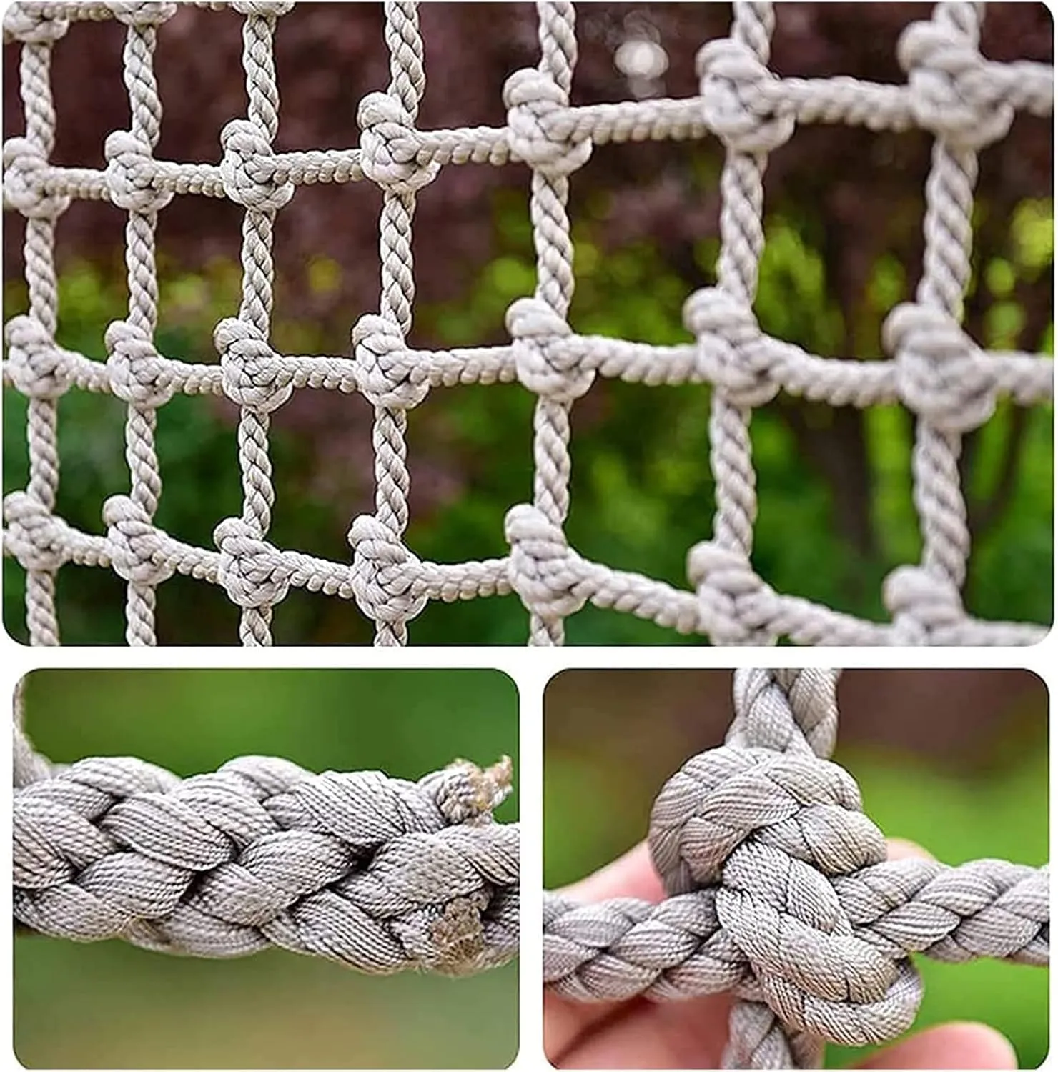 Climbing Frame Net for Kids - Heavy-Duty Hemp Rope Netting,Outdoor Play Equipment, Cargo Climbing Nets, Jungle Gym, Treehouse Ladder, Obstacle Course(26.2 * 27.9ft)
