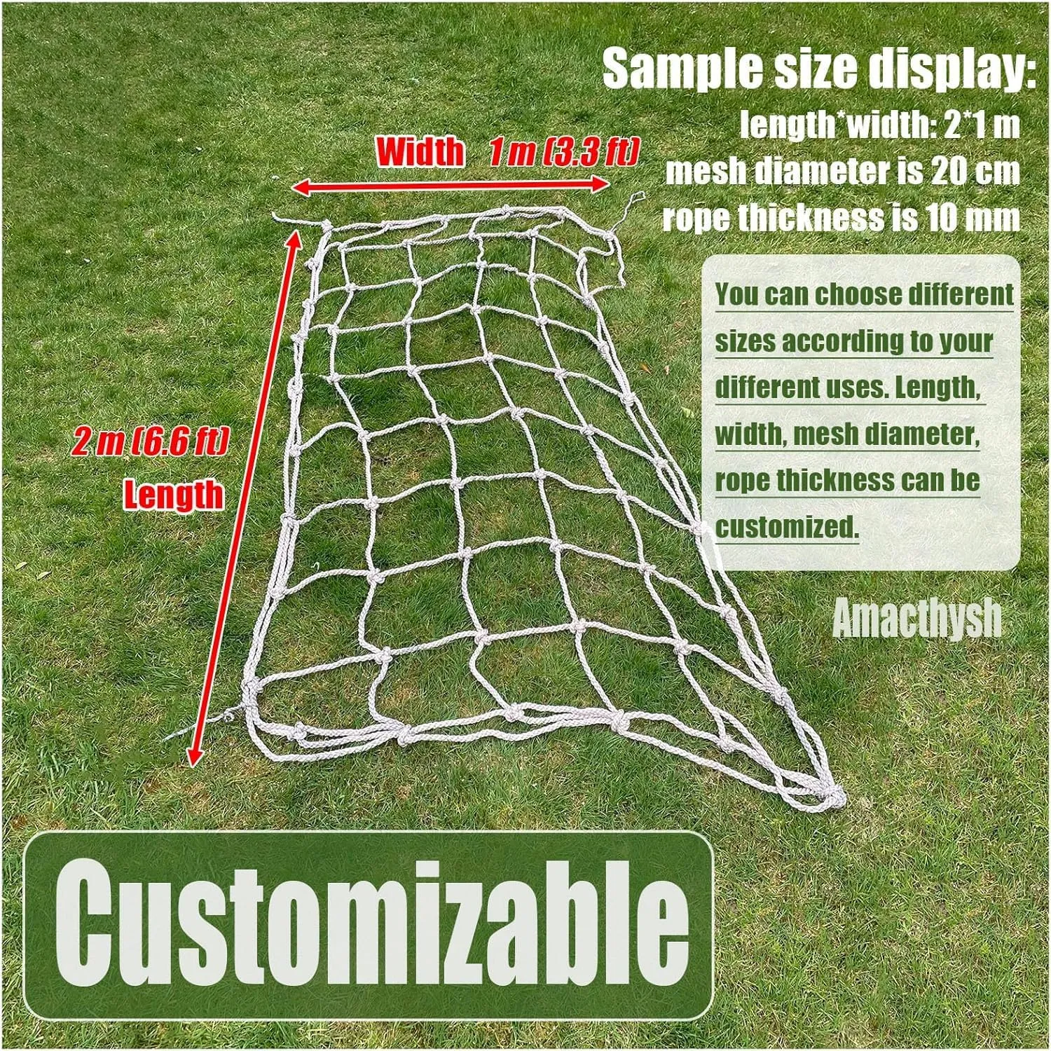 Climbing Frame Net for Kids - Heavy-Duty Hemp Rope Netting,Outdoor Play Equipment, Cargo Climbing Nets, Jungle Gym, Treehouse Ladder, Obstacle Course(26.2 * 27.9ft)