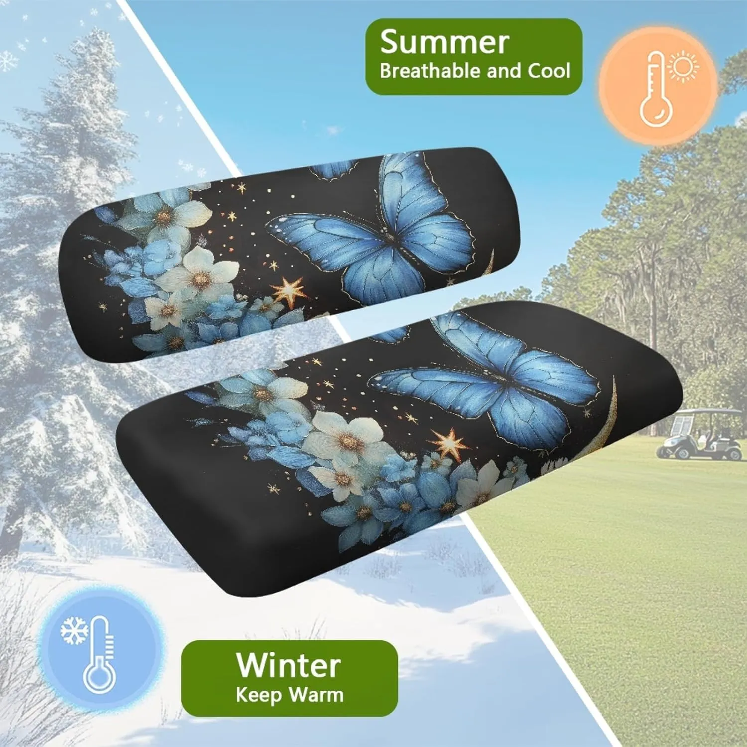 CLOHOMIN 2pcs Golf Cart Seat Bottom Cushion Back Rest Cover for Club Car Sports Golf Travel Sports Golf Cart Seat Cover