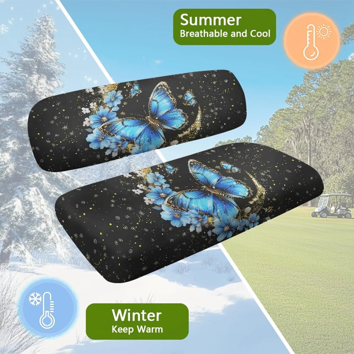 CLOHOMIN 2pcs Golf Cart Seat Bottom Cushion Back Rest Cover for Club Car Sports Golf Travel Sports Golf Cart Seat Cover