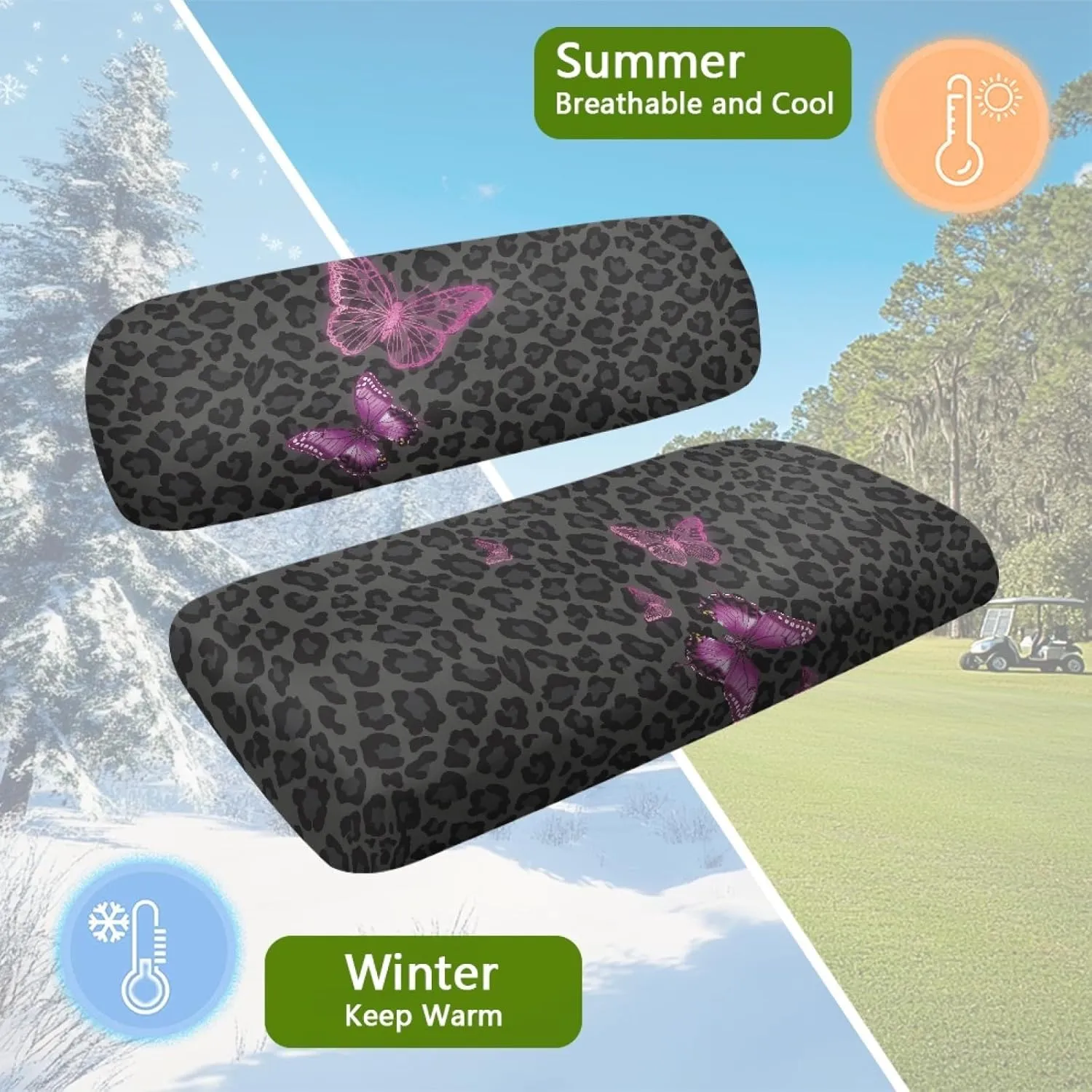 CLOHOMIN 2pcs Golf Cart Seat Bottom Cushion Back Rest Cover for Club Car Sports Golf Travel Sports Golf Cart Seat Cover