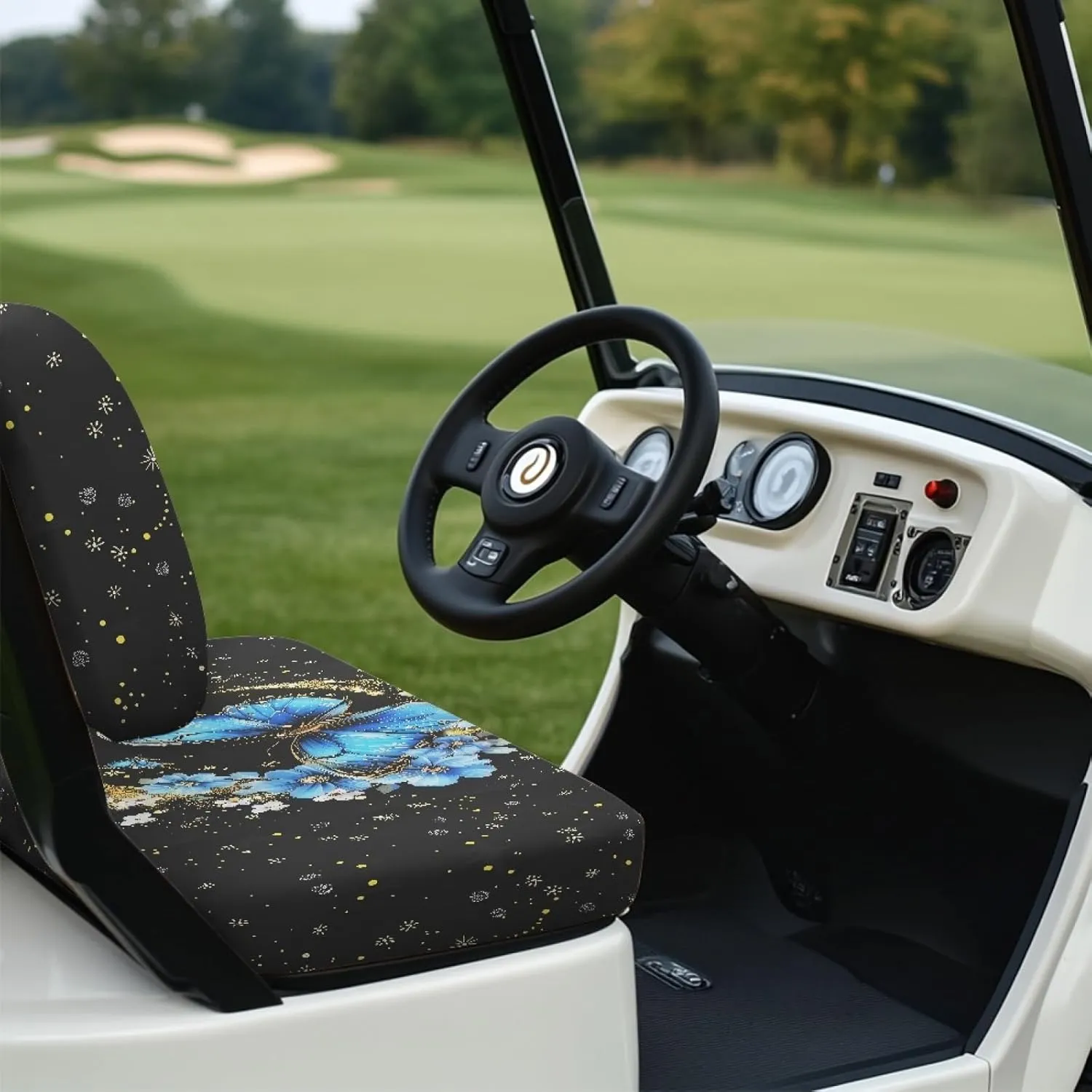 CLOHOMIN 2pcs Golf Cart Seat Bottom Cushion Back Rest Cover for Club Car Sports Golf Travel Sports Golf Cart Seat Cover